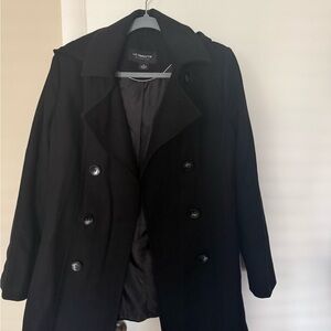 Liz Claiborne Black Double-Breasted Wool Peacoat